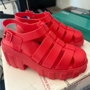 Melissa Red Chunky Platform Possession Sandals | Fisherman Style